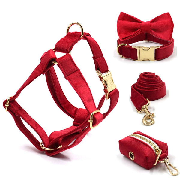 Load image into Gallery viewer, Luxury Velvet Crush Red - Personalised Harness
