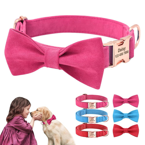 Load image into Gallery viewer, Soft Suede Bow Tie - Personalised Collar
