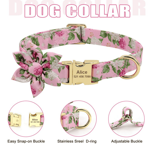 Load image into Gallery viewer, Personalised floral dog collar
