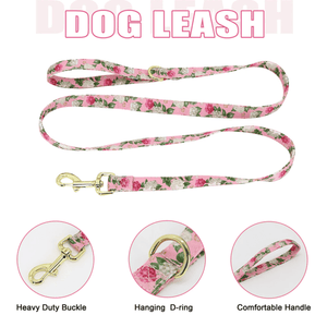 floral dog personalised collar and harness and leash set