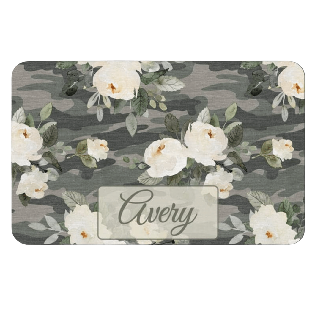 Abstract Floral Pet Food Mat - Personalised