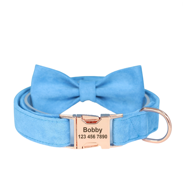 Load image into Gallery viewer, Soft Suede Bow Tie - Personalised Collar
