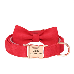 Soft Suede Bow Tie - Personalised Collar