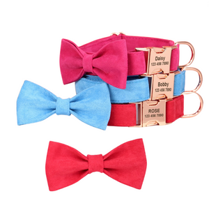 Soft Suede Bow Tie - Personalised Collar