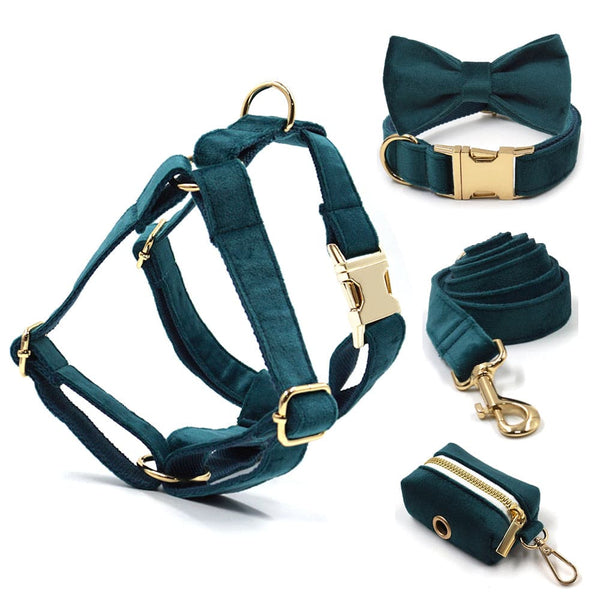 Load image into Gallery viewer, Luxury Velvet Crush Emerald - Personalised Harness
