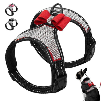 rhinestone dog harness red