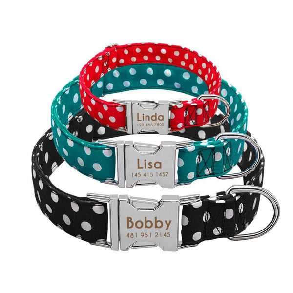 Load image into Gallery viewer, personalised pet collar with engraving with dots
