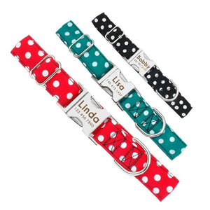 personalised pet collar with engraving with dots
