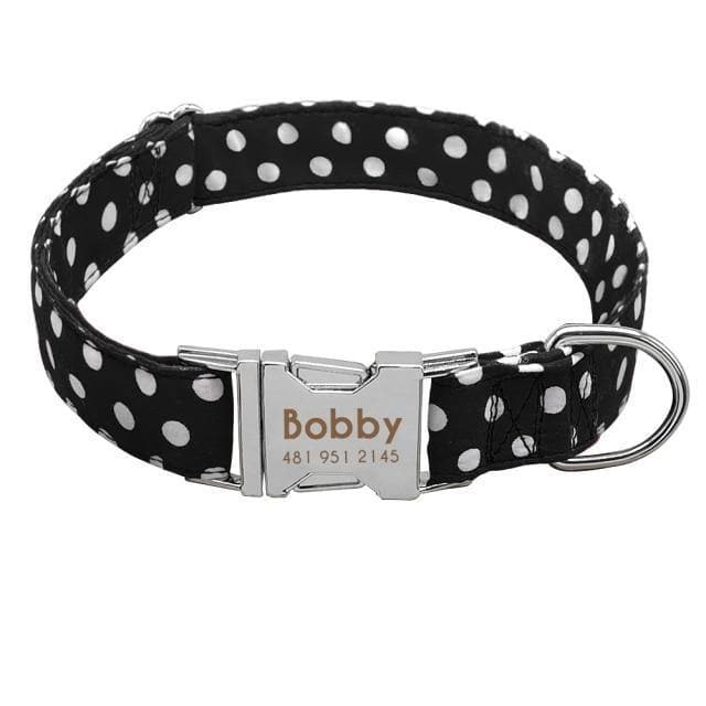personalised pet collar with engraving with dots
