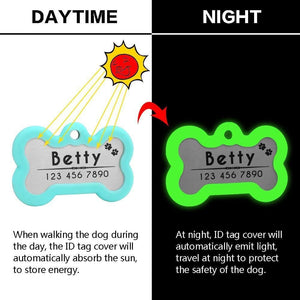 Personalised pet tag glow in the dark