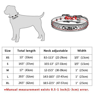 Personalised pet collars size dimensions