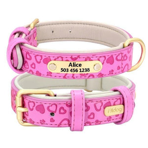 personalised pet collar with engraving pink with hearts