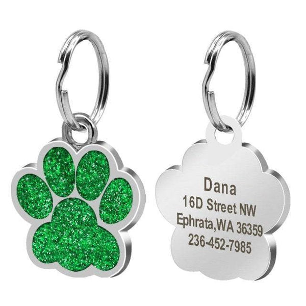 Load image into Gallery viewer, personalised pet tag glitter with pets name and phone number
