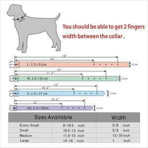 size guide for personalised collar