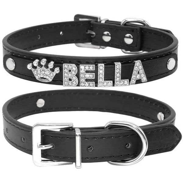 Load image into Gallery viewer, Bling rhinestone charm personalised collar black
