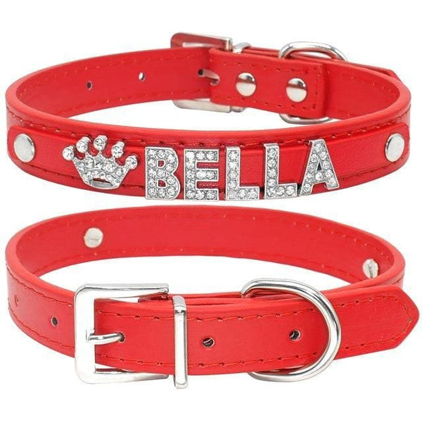Load image into Gallery viewer, Bling rhinestone charm personalised collar red
