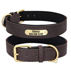 leather personalised dog collar engraved