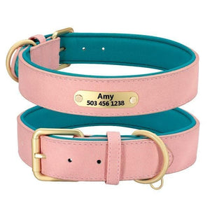 leather personalised dog collar engraved