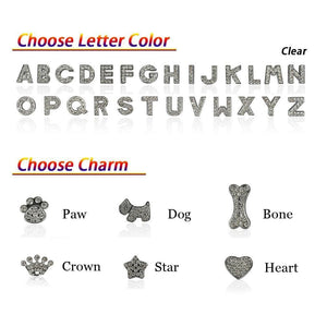 rhinestone letter charms for pet collar