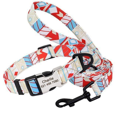 Personalised geometric dog collar and leash set