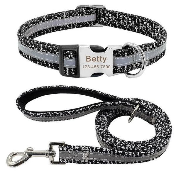 Load image into Gallery viewer, personalised dog collar with engraving and matching leash set
