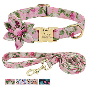 Floral Dream Flower - 2 Piece Set - Leash & Personalised Collar