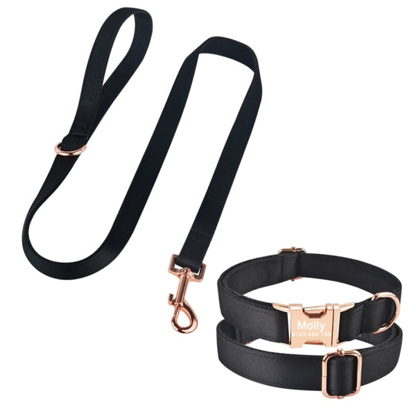 Load image into Gallery viewer, Black Rose - 2 Piece Set - Leash &amp; Personalised Collar
