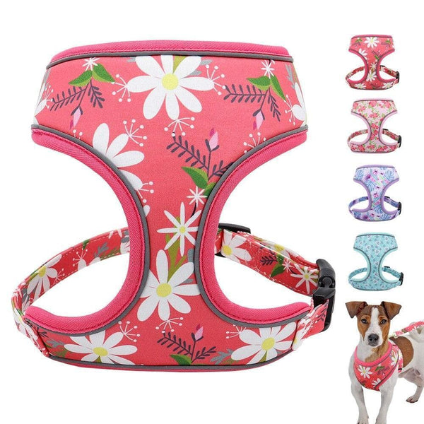 Load image into Gallery viewer, Floral dog harness pink
