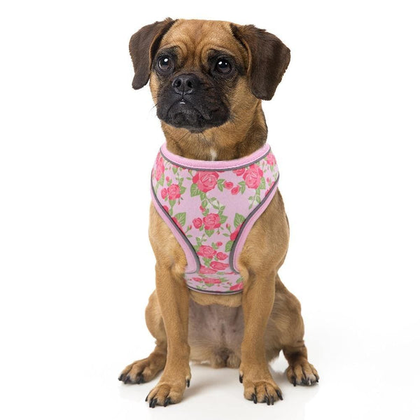 Load image into Gallery viewer, Floral dog harness dog wearing
