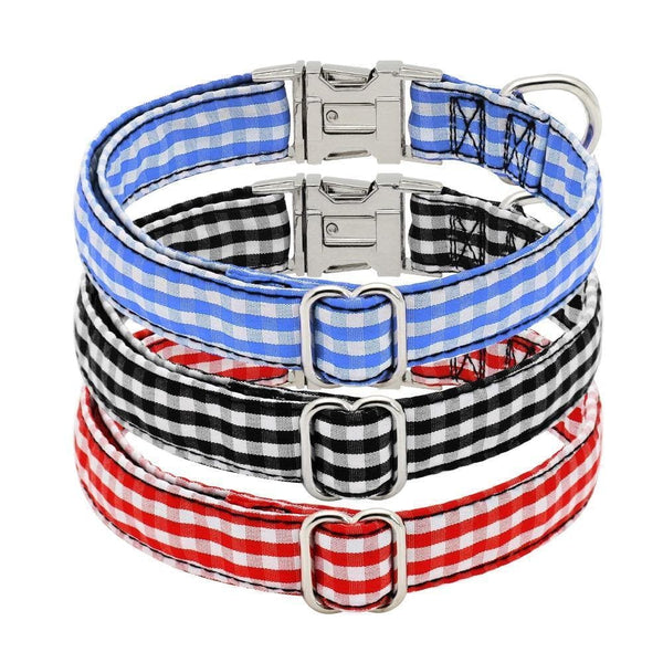 Load image into Gallery viewer, Personalised checkered dog collar
