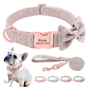 Houndstooth Bow Tie - 2 Piece Set - Leash & Personalised Collar