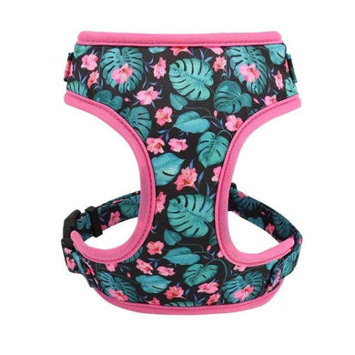 floral dog harness black and pink
