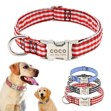 Personalised checkered dog collar