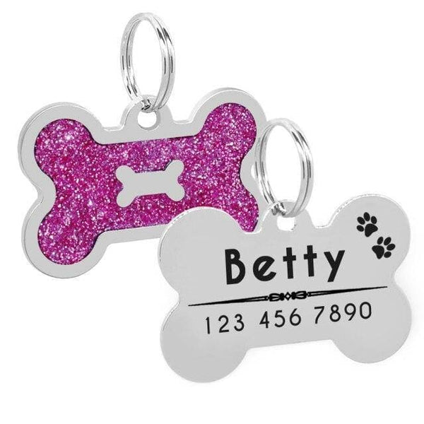Load image into Gallery viewer, personalised pet tag glitter with pets name and phone number
