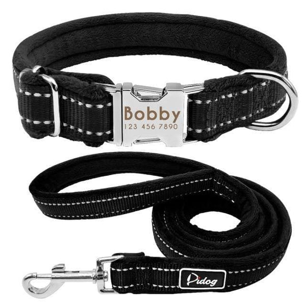 Load image into Gallery viewer, Personalised dog collar with engraving and matching leash set

